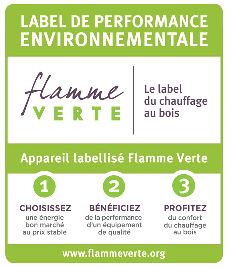 Etiquette Flamme Verte - appareil de chauffage au bois performant